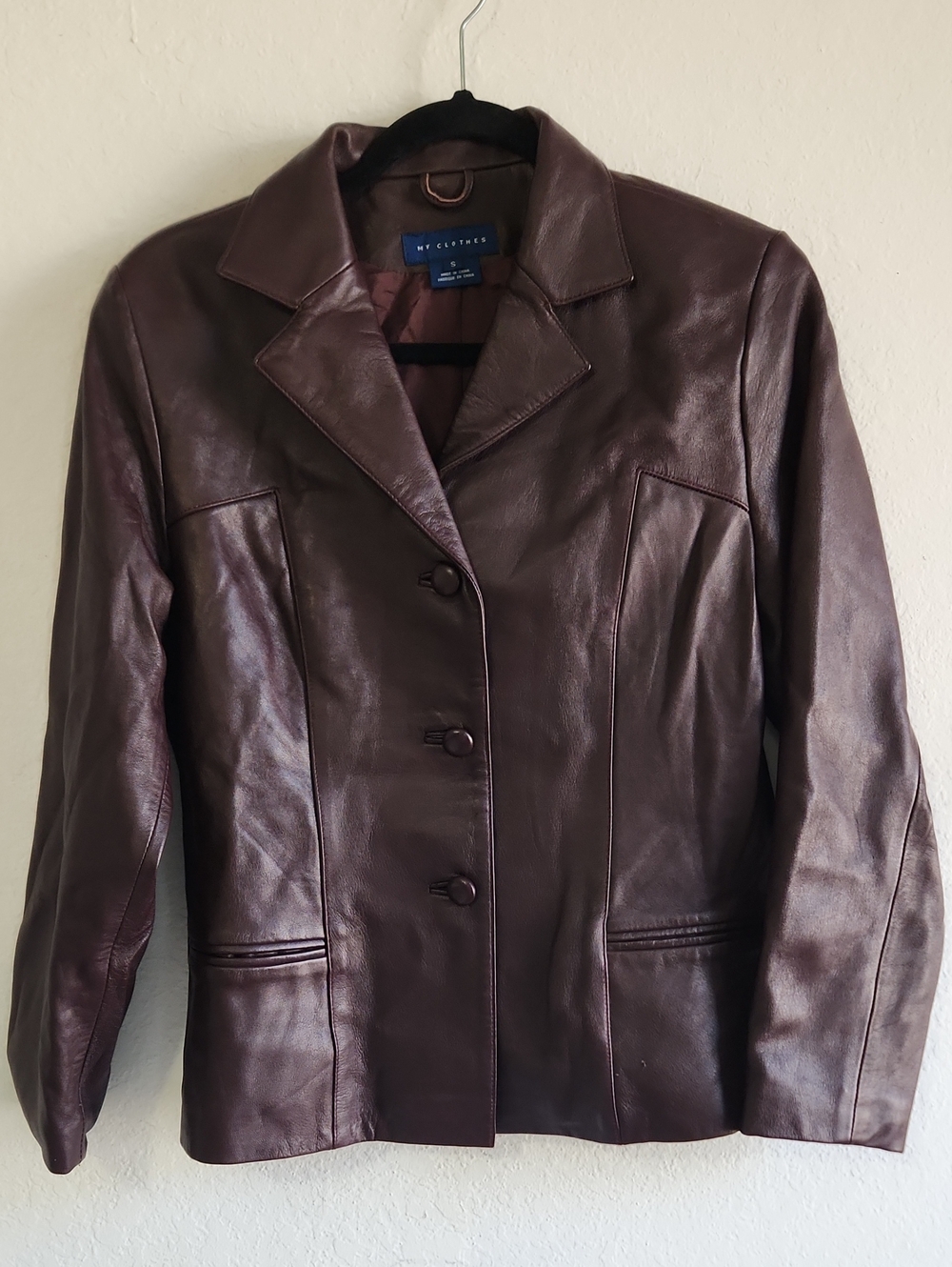 Vintage 90s Y2K Burgundy Oxblood Genuine Leather Jacket Dark Academia Whimsigoth